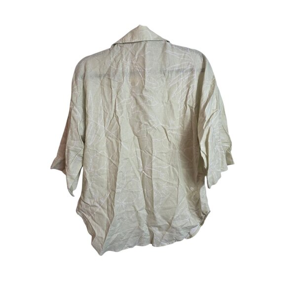 🔴 Charlie Holiday Shirt Linen Blend Womens Small Green Casual Oversized Floral - Picture 4 of 16